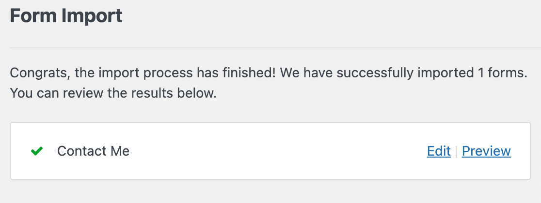 Contact Form 7 import success message