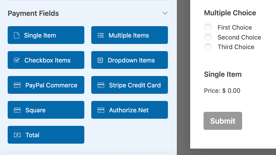 WPForms credit card fields