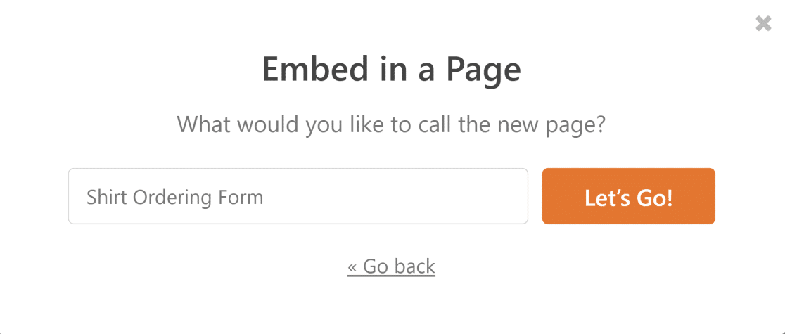 Embed shirt ordering form