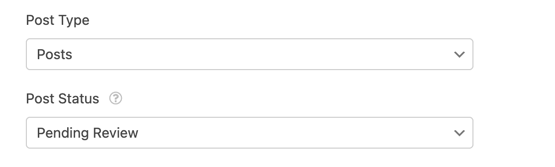 Setting the post type and status for posts submitting through your form