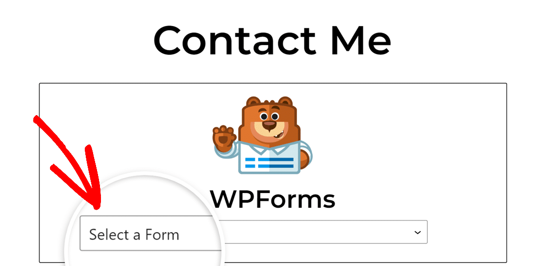 Selecting a form from the WPForms block