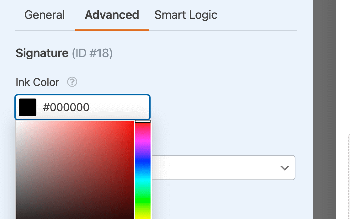 Choosing the ink color for the Signature field