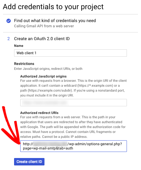 Create a Google OAuth client ID