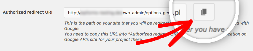 Use button to copy authorized redirect URI from WP Mail SMTP settings