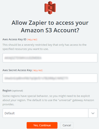 allow zapier to access amazon s3