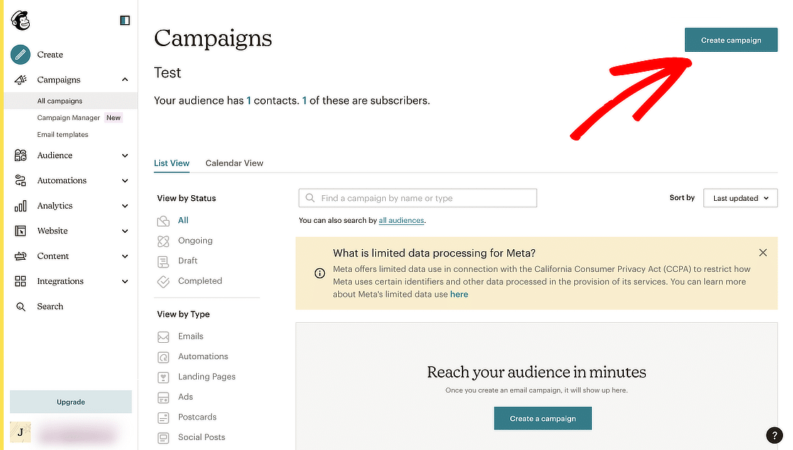 create campaign mailchimp