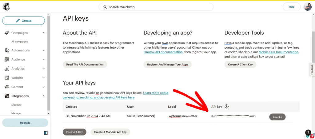 mailchimp api key