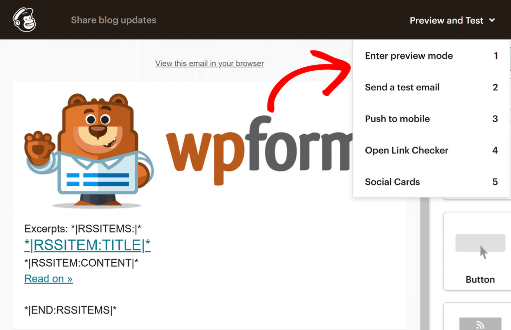 mailchimp enter preview mode