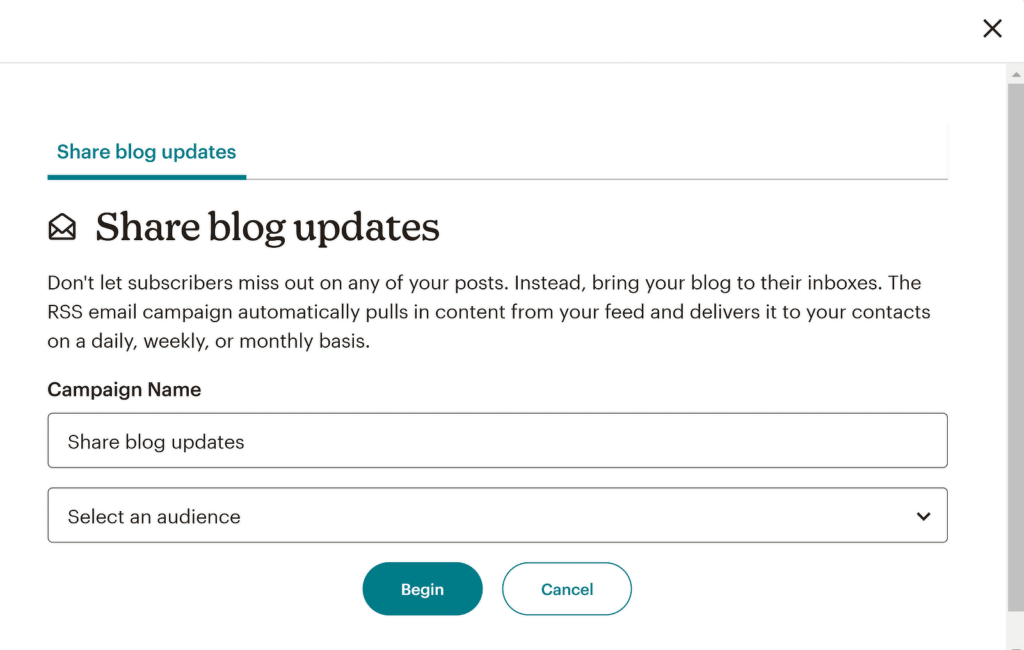 mailchimp share blog updates automation