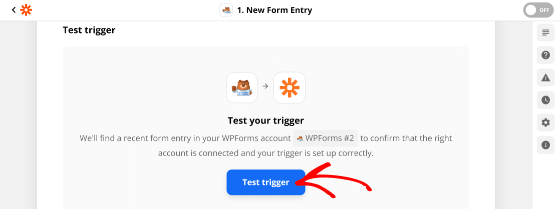 Test upload form trigger