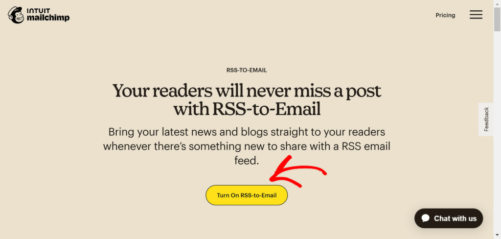 turn on rss to email mailchimp