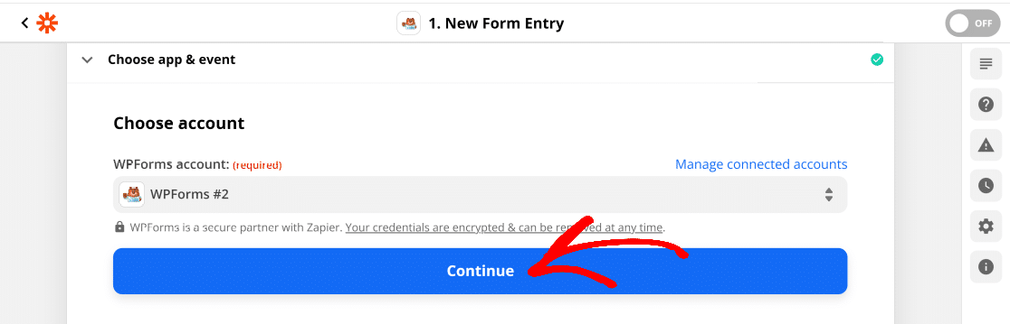Zapier connected with WPForms