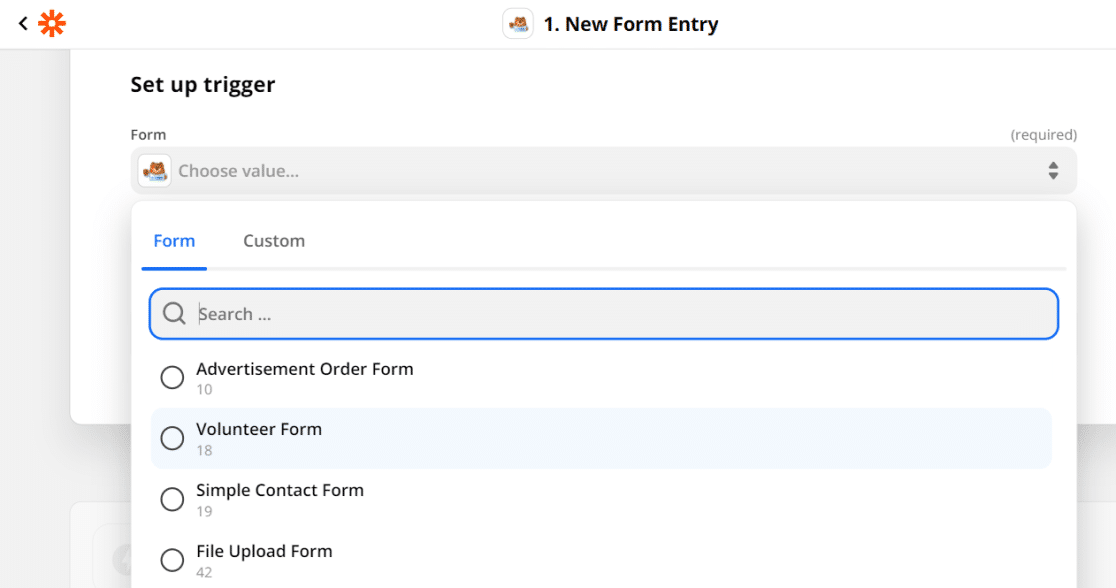 Zapier select file upload form