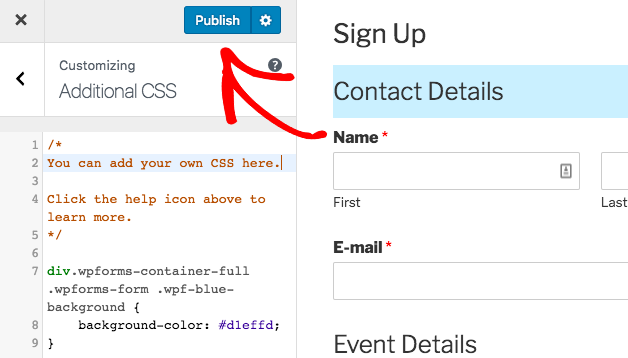 Add custom CSS to WordPress theme customizer