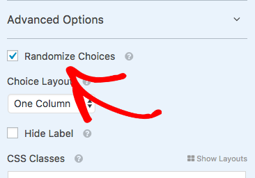 Enable randomize choices for WPForms field