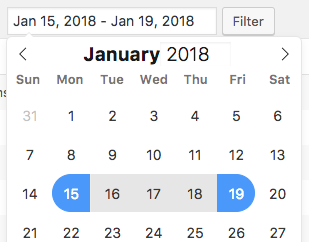 Select a date range filter for WPForms entries