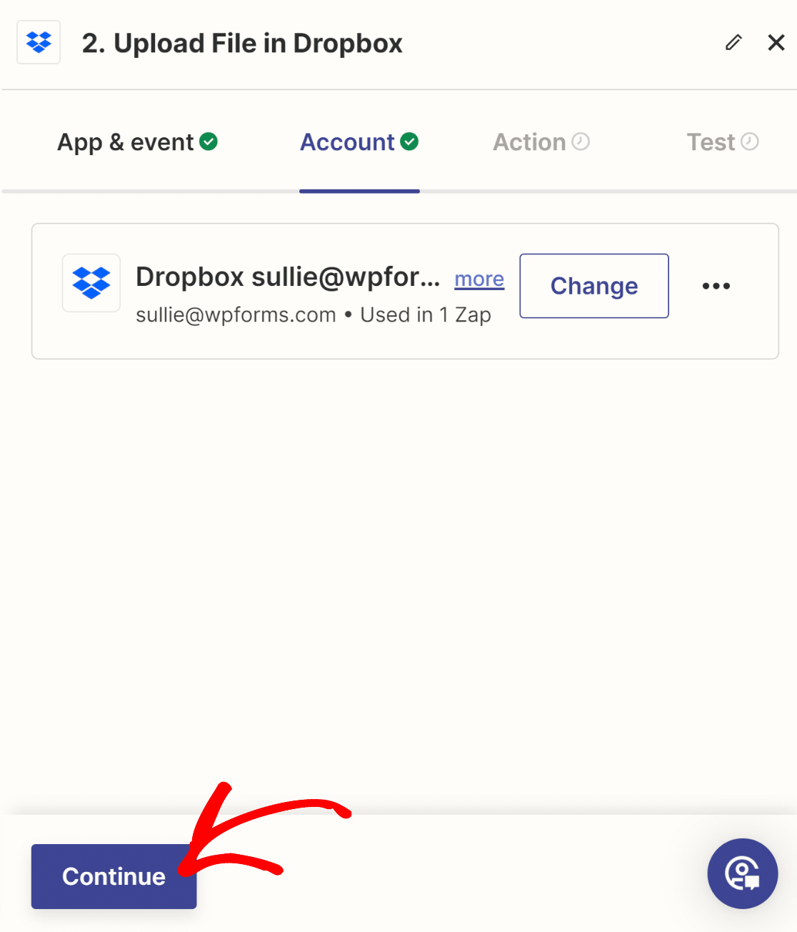 Dropbox connected with Zapier