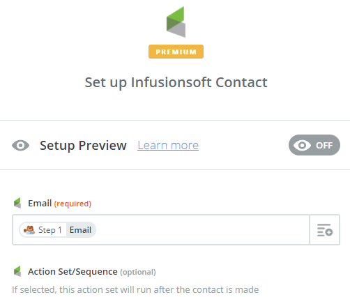 set up infusionsoft contact