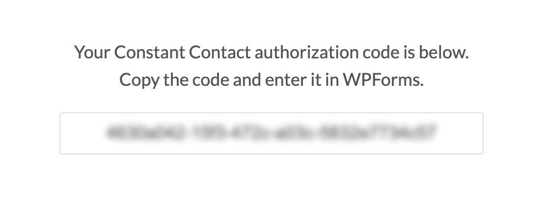 The WPForms Constant Contact authorization code