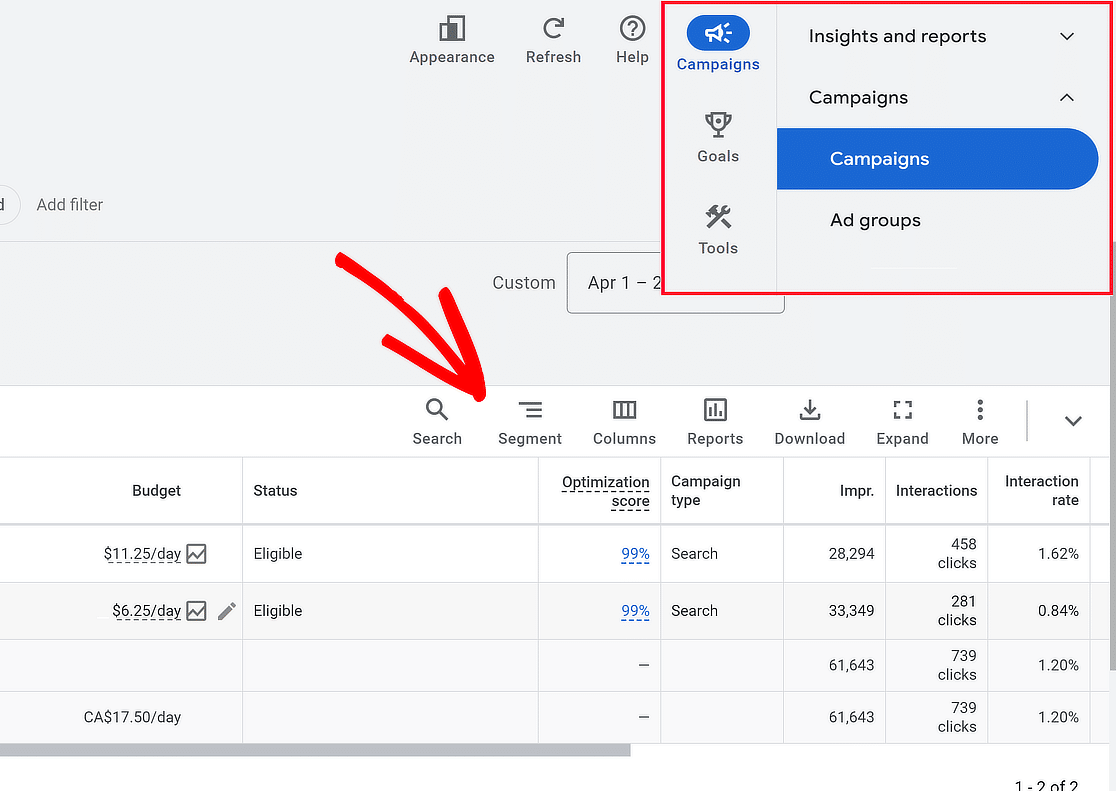 campaigns segments