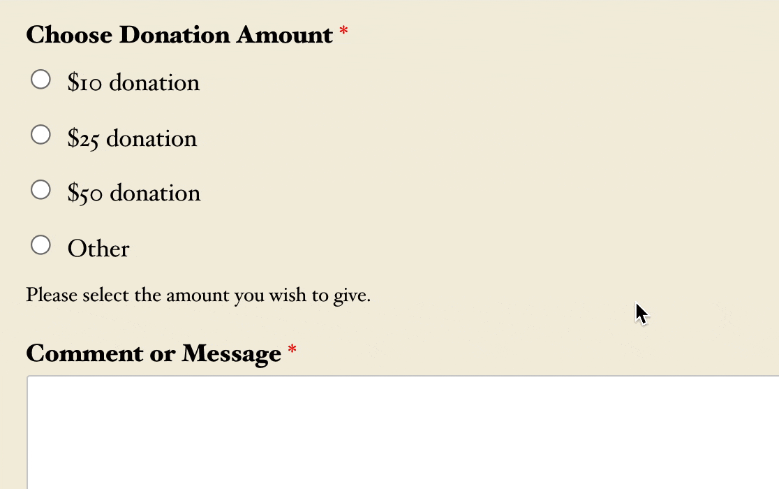 Choosing a donation amount
