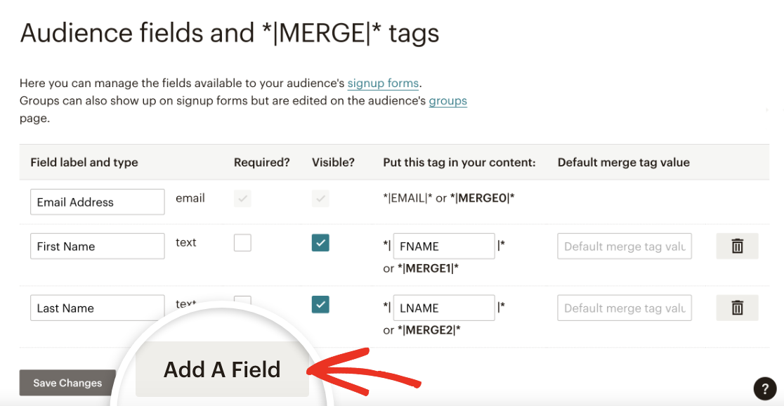 Adding a Mailchimp custom field