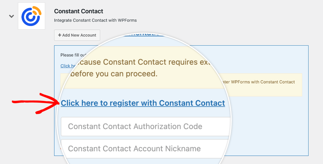 Registering WPForms with Constant Contact