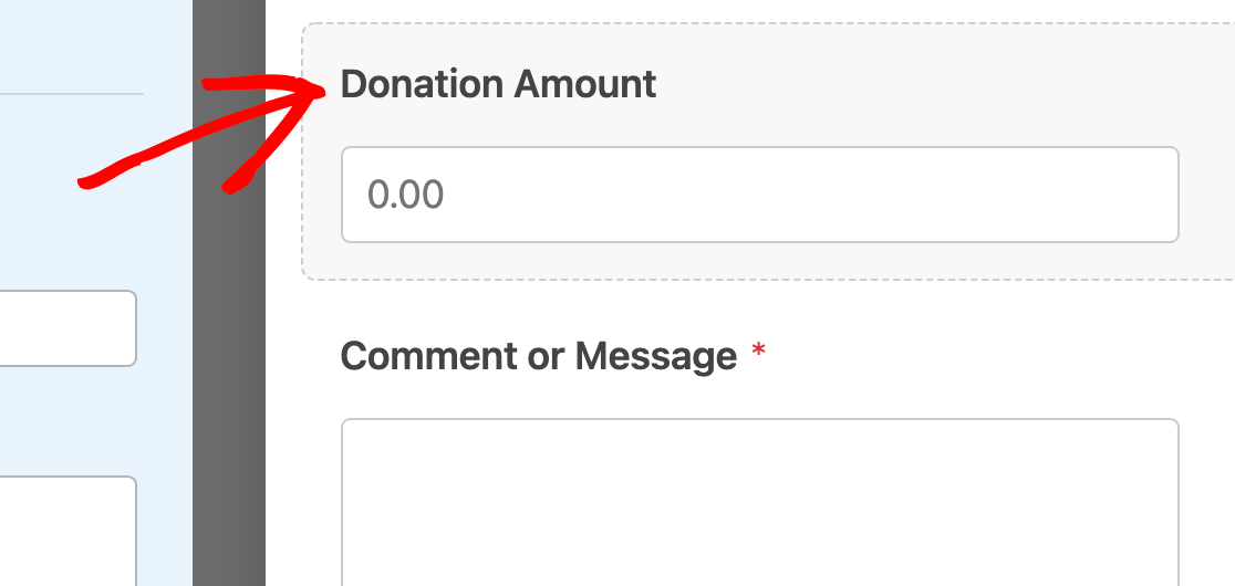 The Donation Amount field from the Donation Form template