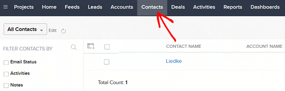 Create a Contact in Zoho - Zoho CRM Account