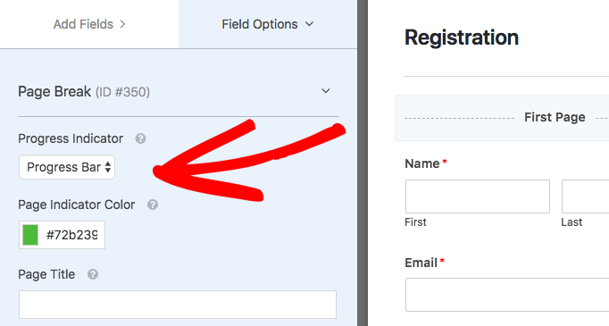 First Page settings for multi page form