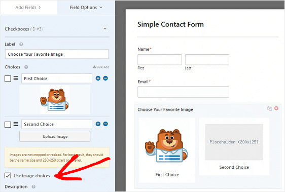 Image Choices to Form Fields