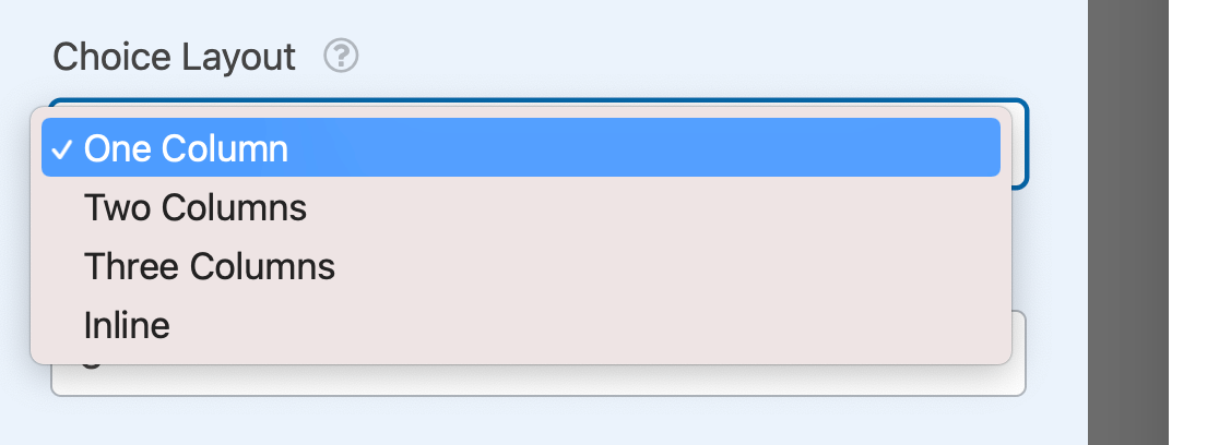 The Choice Layout dropdown