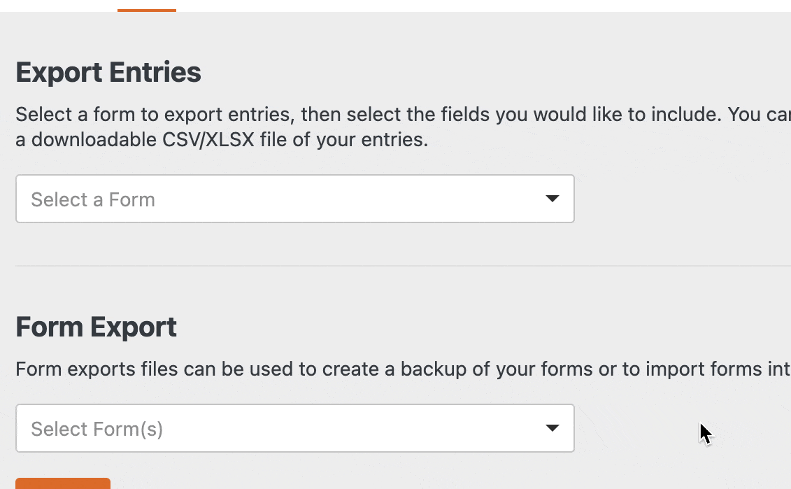 Choosing forms to export