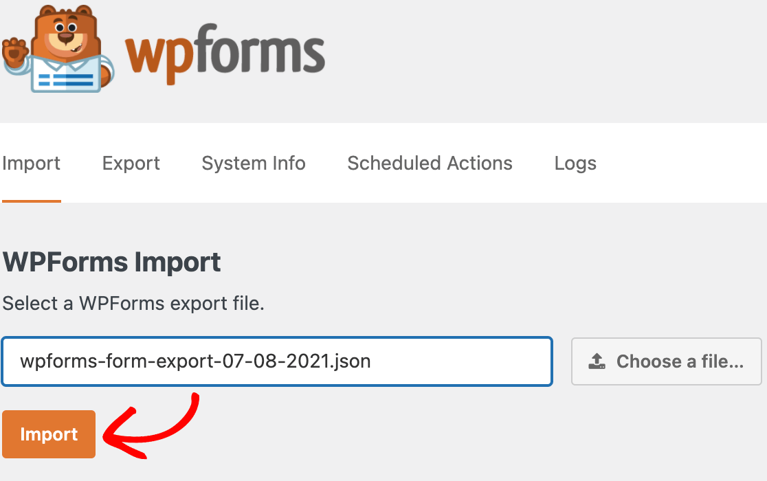 Importing forms to WPForms