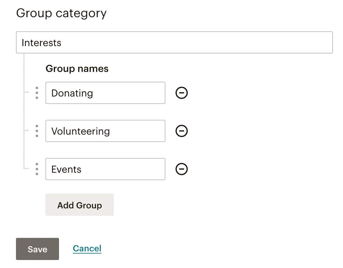 Mailchimp group example