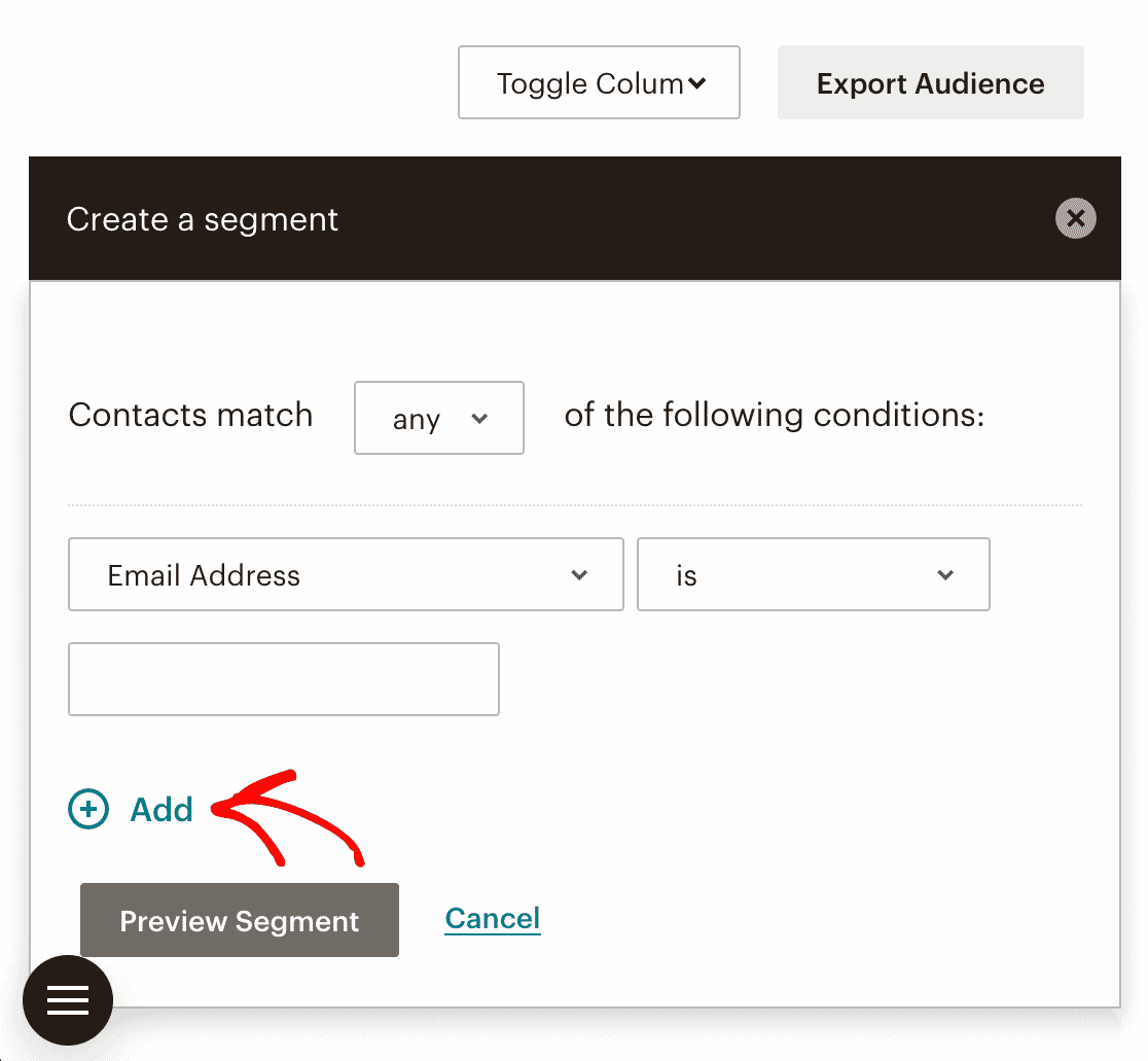 Adding multiple conditions to a Mailchimp segment