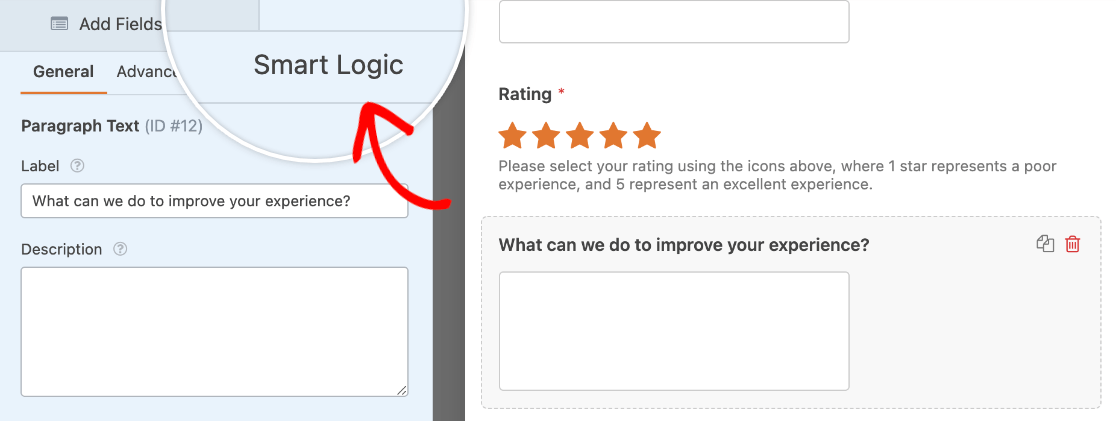 Opening the Smart Logic tab of the Field Options panel