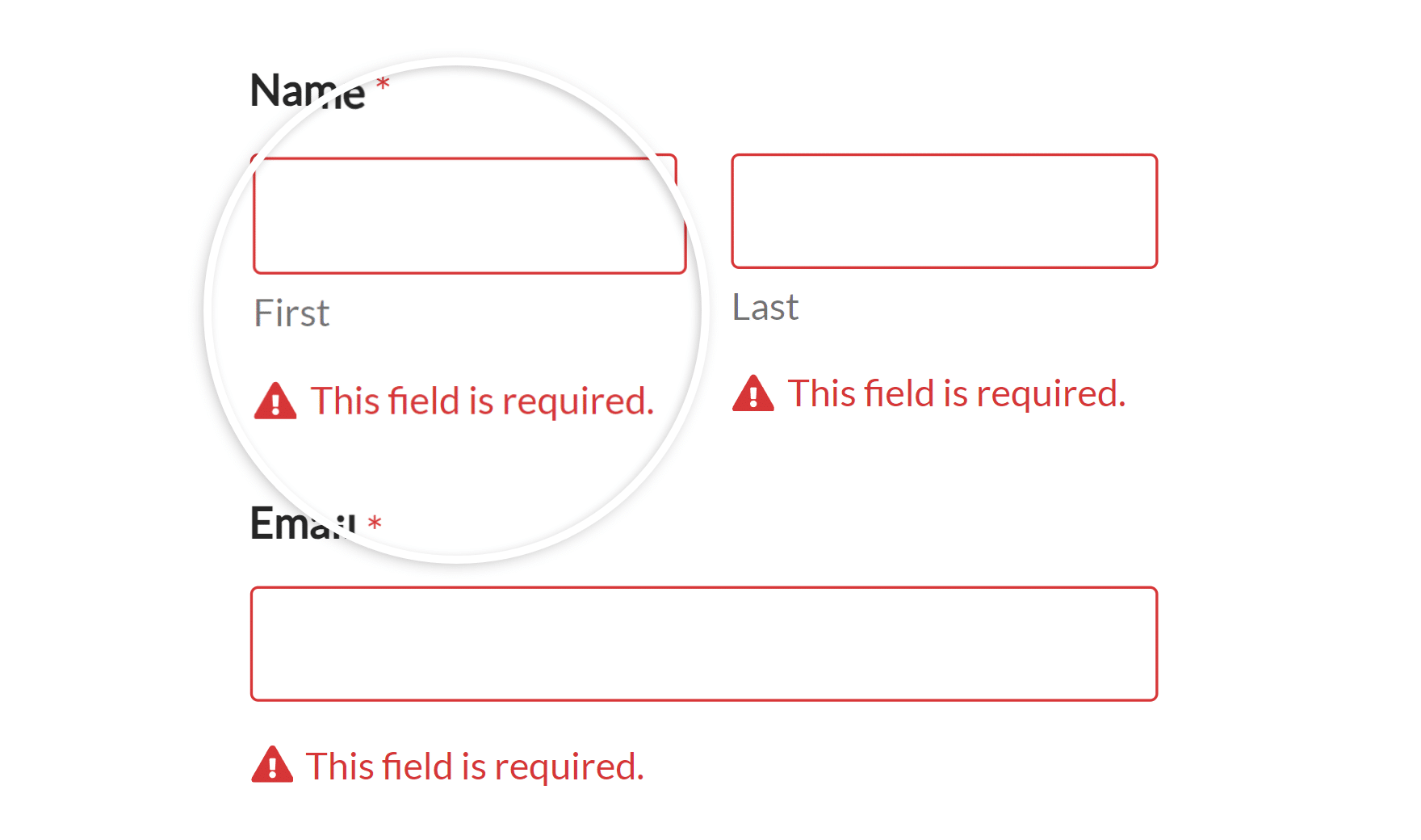 A required field validation message