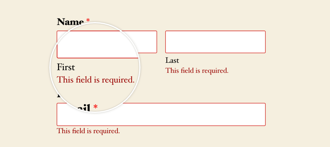 A required field validation message
