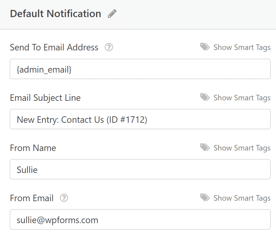 Admin notification default settings