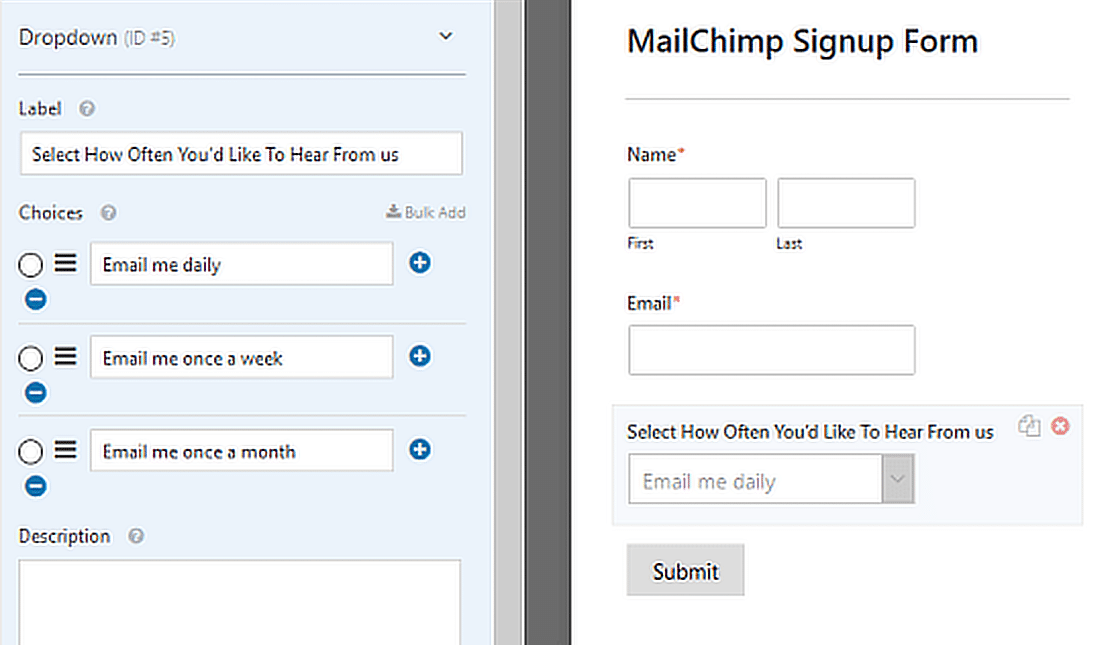 edit mailchimp sign up form