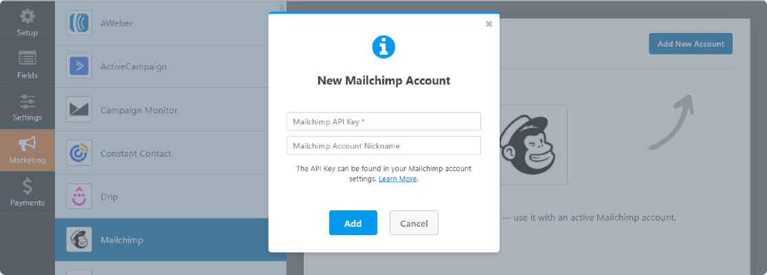 add connection name and mailchimp API