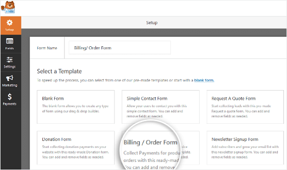 Billing-Order Form Template