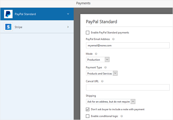 Setări paypal pentru înregistrarea evenimentului wordpress