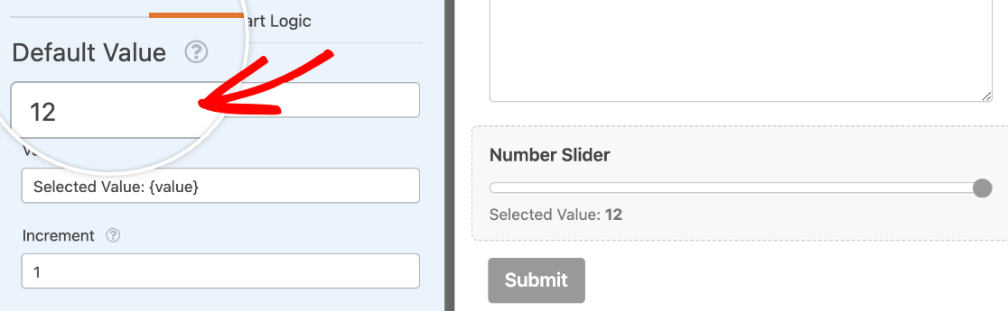 Setting the default value for a Number Slider