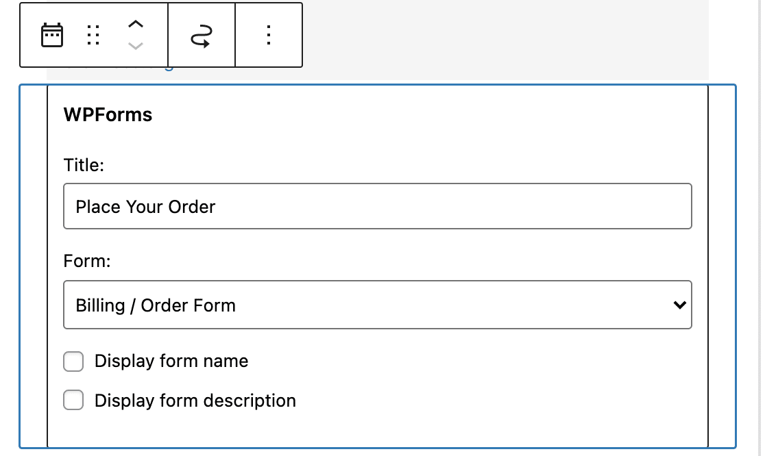 Adding a WPForms order form to a sidebar