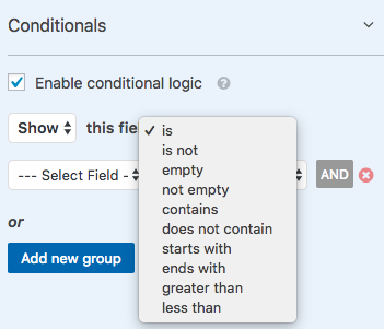 Conditional logic options in WPForms