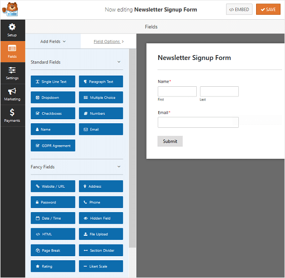 Customizing WPForms