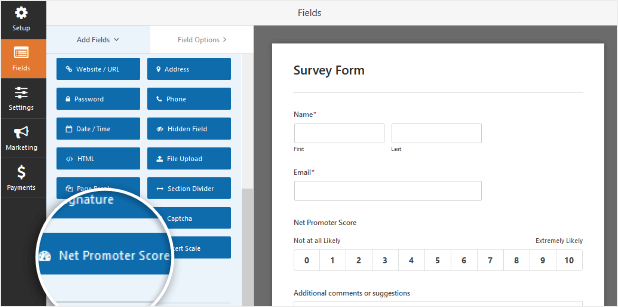 Net Promoter Score (NPS) Form Field