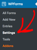 Open WPForms Settings page